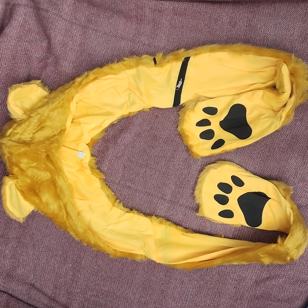 Animal Hat‎ / Scarf with Paw Print - Adults or Kids - Lion